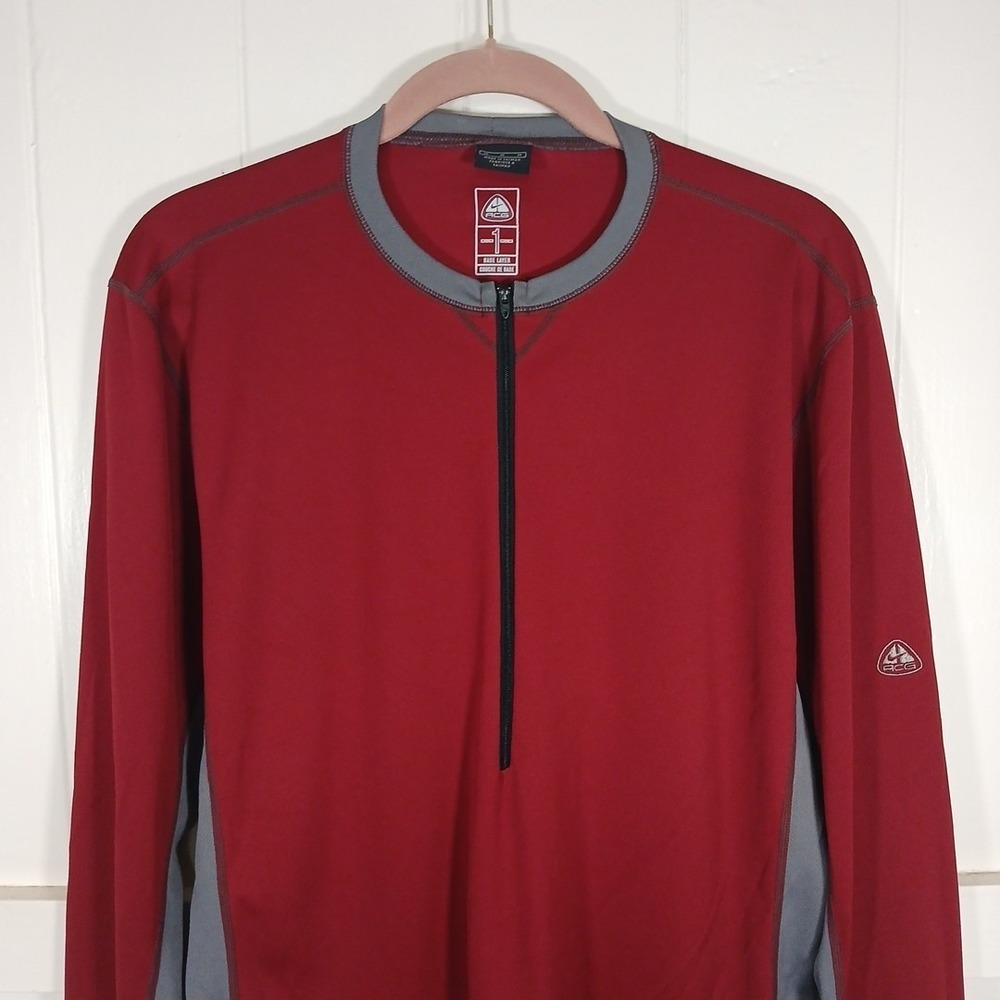 Vintage 90s Nike ACG Base Layer Quarter Zip Performance Hiking Men's Medium Red